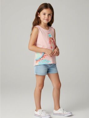 Synthia Rowley cotton braided giraffe manes/flowers Girl topXS sleeveless tassel